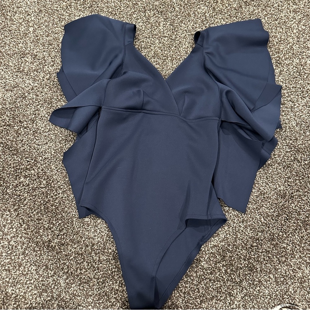 Karla Garzaro Elegant Navy Ruffle bodysuit - Picture 10 of 10